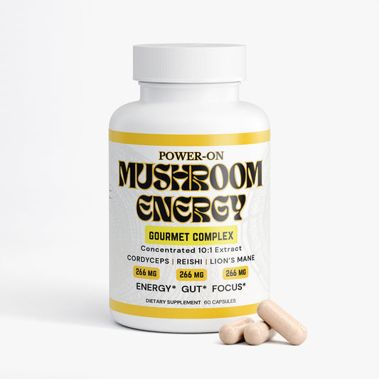 Mushroom Energy Capsules (10:1 Extract) -  Relief from Stress, Burnout, & Fatigue (60 Capsules)