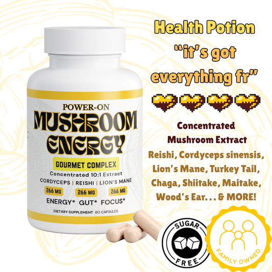 Mushroom Energy: Gourmet Mushroom Capsules Concentrated 10:1 Extract