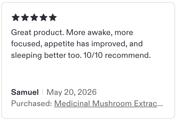 Mushroom Energy Capsules (10:1 Extract) -  Relief from Stress, Burnout, & Fatigue (60 Capsules)